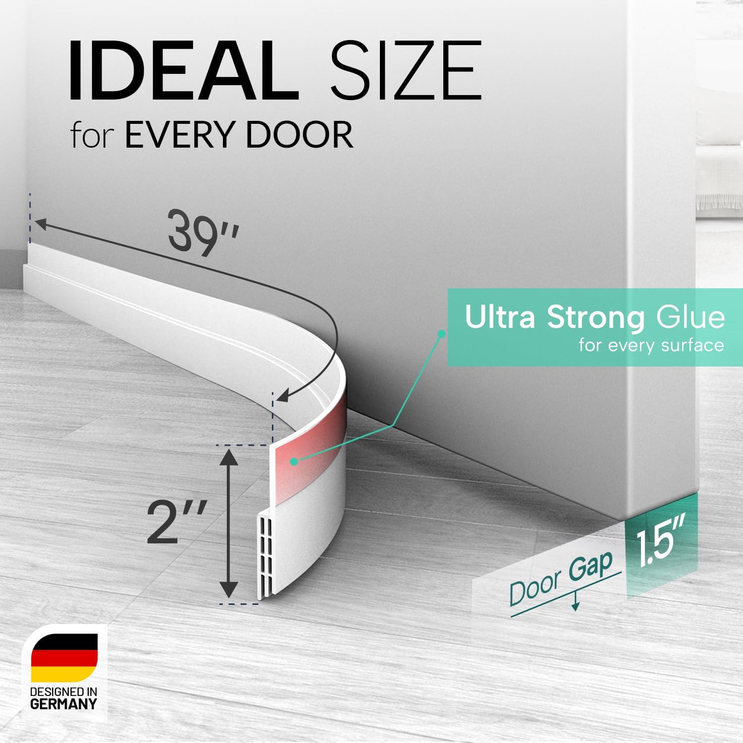 Vellure® Door Draft Stopper for Bottom of Door - Premium Door Sweep for Bottom of Door/Weather Stripping Door Seal (Save Energy – installs Quickly and Easily) Door Strip Ideal for
